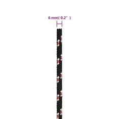 Vidaxl Lodné lano čierne 6 mm 50 m polypropylén