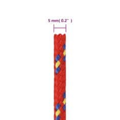 Vidaxl Lodné lano červené 5 mm 250 m polypropylén