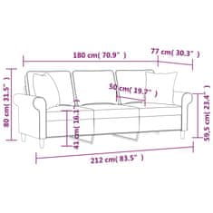 Vidaxl 3-miestna pohovka s vankúšmi a podložkami krémová 180 cm látka