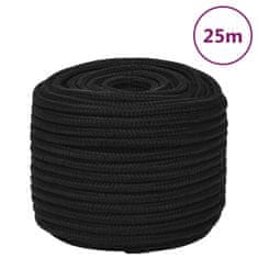 Vidaxl Pracovné lano čierne 12 mm 25 m polyester