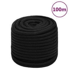 Vidaxl Pracovné lano čierne 18 mm 100 m polyester