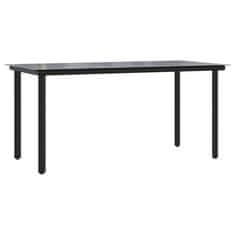 Petromila vidaXL Záhradný jedálenský stôl čierny 160x80x74cm oceľ a tvrdené sklo
