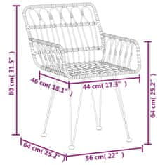 Vidaxl Záhradné stoličky 2 ks s opierkami čierne 56x64x80 cm PE Rattan