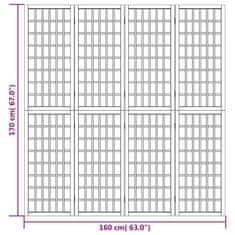 Vidaxl Skladací paraván s 4 panelmi, japonský štýl 160x170 cm biely