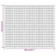 Petromila vidaXL Skladací paraván s 5 panelmi japonský štýl 200x170 cm čierny