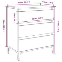 Petromila vidaXL Komoda vysoký lesk biela 60x35x70 cm spracované drevo