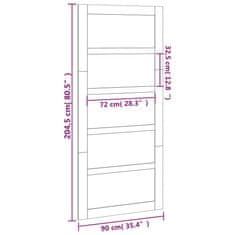 Vidaxl Dvere do stodoly 90x1,8x204,5 cm masívna borovica