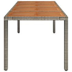 Petromila vidaXL Záhradný stôl s drevenou doskou sivý 190x90x75 cm polyratan