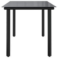 Petromila vidaXL Záhradný jedálenský stôl čierny 160x80x74cm oceľ a tvrdené sklo