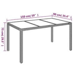 Vidaxl Záhradný stôl so sklenenou doskou čierny 150x90x75 cm polyratan