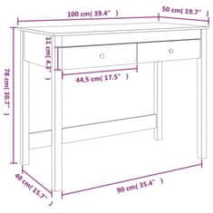 Vidaxl Písací stôl so zásuvkami biely 100x50x78 cm masívna borovica