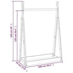 Vidaxl Stojan na šaty čierny 100x45x150 cm masívna borovica