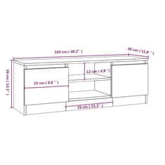 Vidaxl TV skrinka s dvierkami lesklá biela 102x30x36 cm