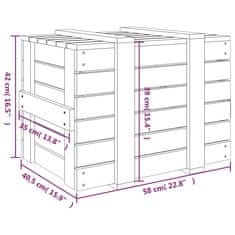 Petromila vidaXL Úložný box 58x40,5x42 cm masívna borovica