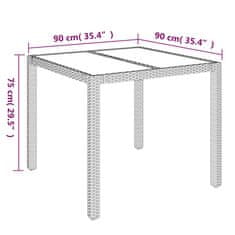 Petromila vidaXL Záhradný stôl so sklenenou doskou čierny 90x90x75 cm polyratan