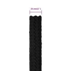 Vidaxl Pracovné lano čierne 25 mm 50 m polyester