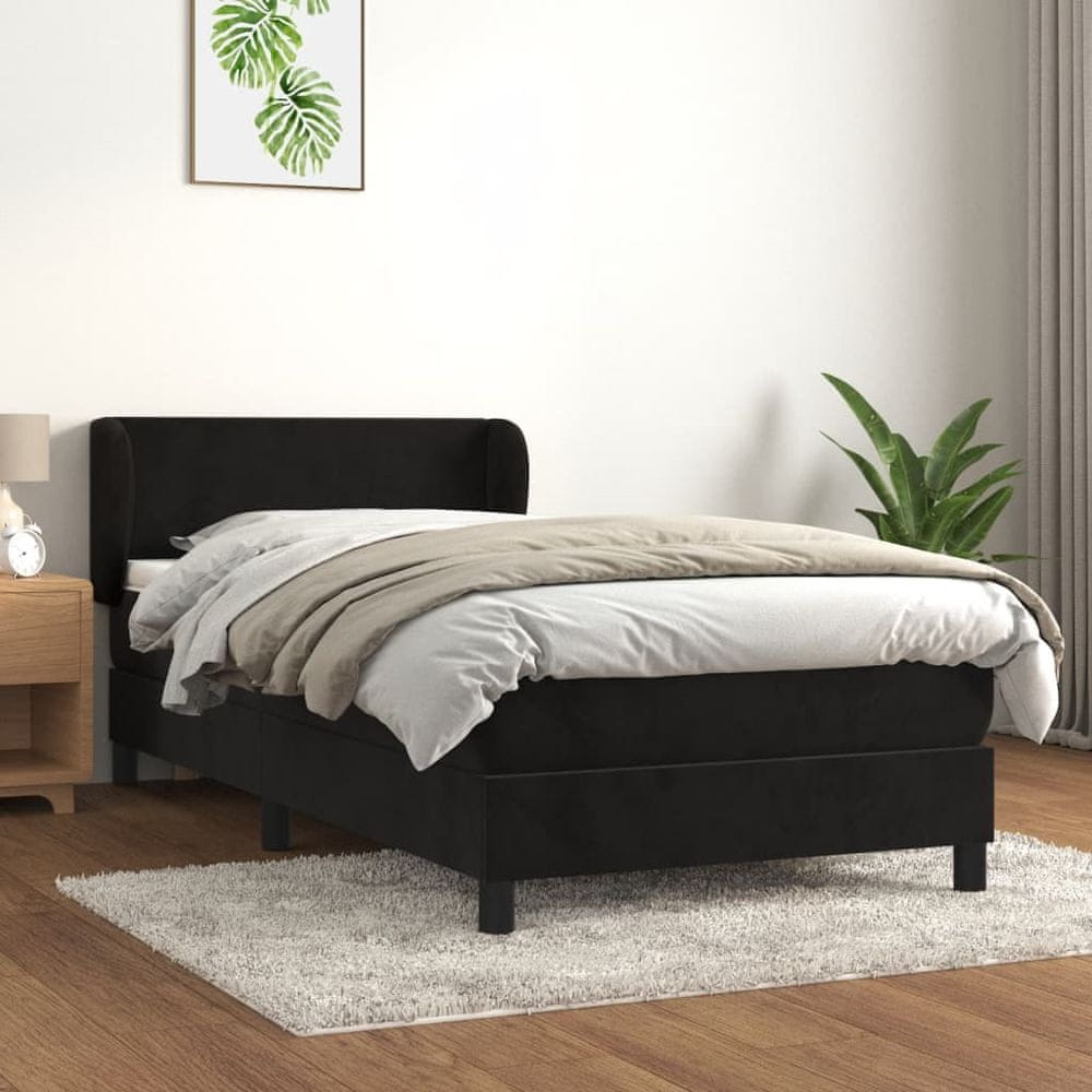 Petromila vidaXL Posteľný rám boxspring s matracom čierny 90x190 cm zamat