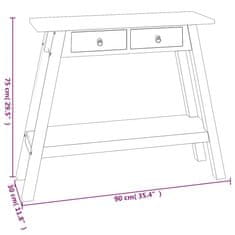 Vidaxl Konzolový stolík so zásuvkami čierny 90x30x75cm masívny mahagón