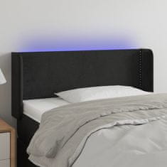 Vidaxl Čelo postele s LED čierne 103x16x78/88 cm zamat