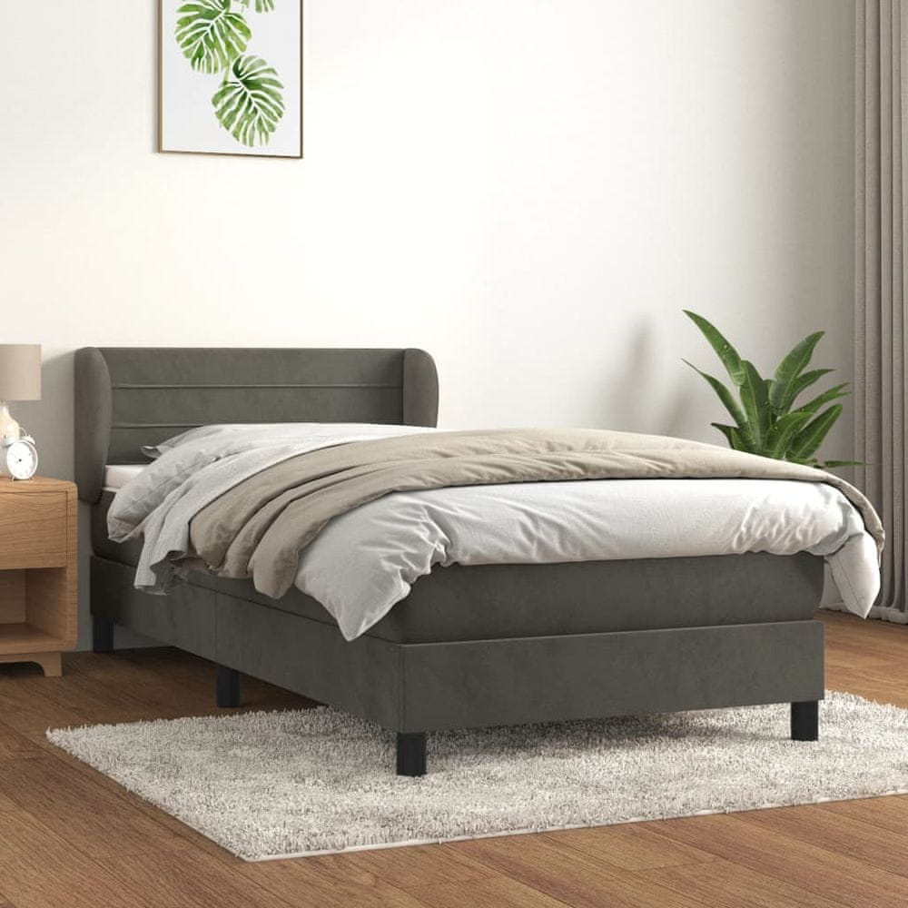 Petromila vidaXL Posteľný rám boxspring s matracom tmavosivý 80x200 cm zamat