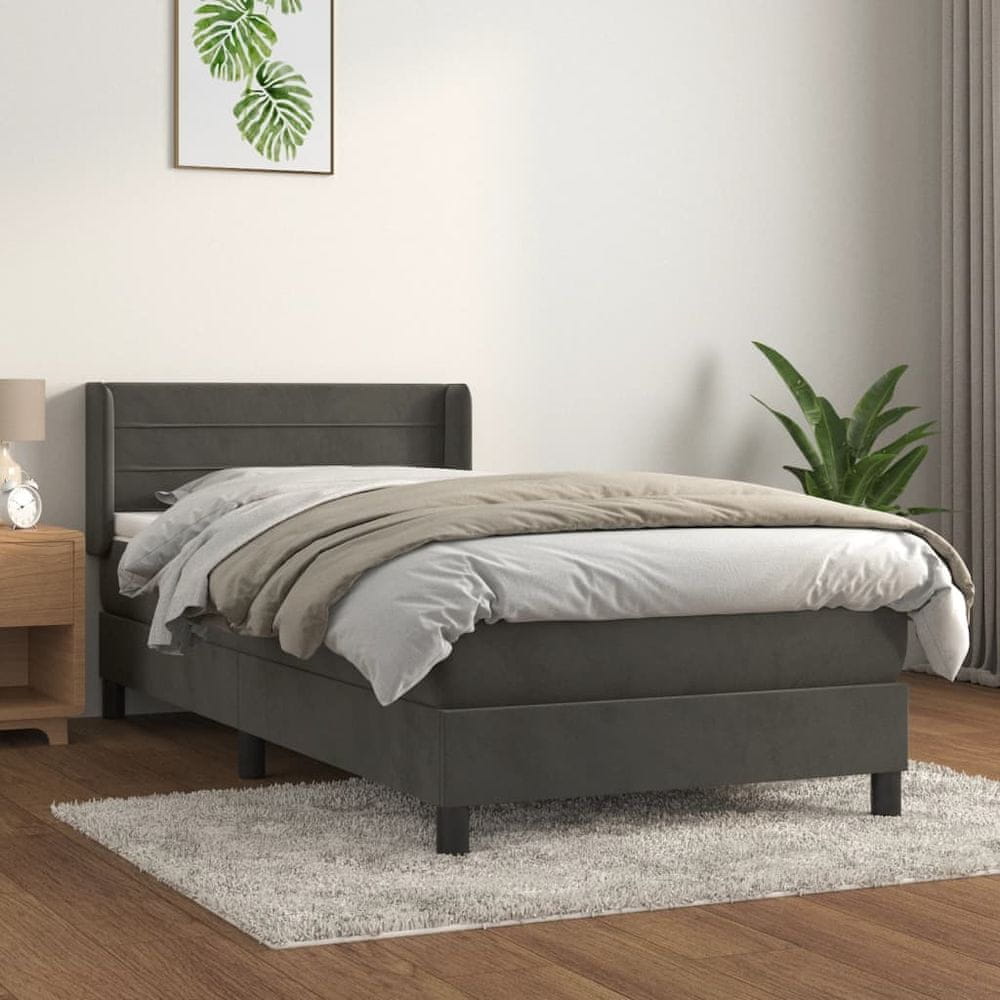 Petromila vidaXL Posteľný rám boxspring s matracom tmavosivý 80x200 cm zamat