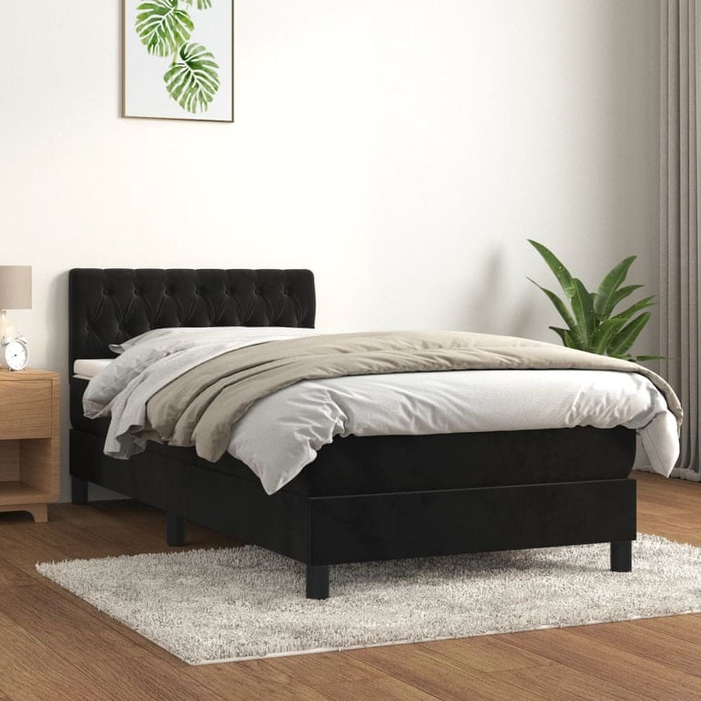 Petromila vidaXL Posteľný rám boxspring s matracom čierny 90x190 cm zamat