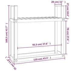 Petromila vidaXL Stojan na palivové drevo biely 110x35x108,5 cm masívna borovica