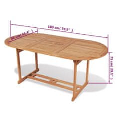 Petromila vidaXL Záhradný stôl 180x90x75 cm, tíkový masív