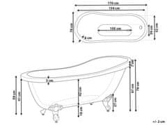 Beliani Voľne stojaca vaňa 170 x 76 cm červená CAYMAN