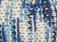 Beliani Bavlnená taburetka 50 x 35 cm biela/modrá CONRAD