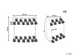 Beliani Sada 2 bavlnených vankúšov so strapcami 45 x 45 cm biela/sivá BRAHEA