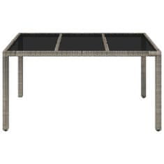 Vidaxl Záhradný stôl so sklenenou doskou sivý 150x90x75 cm polyratan