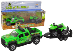 Lean-toys Terénne auto s prívesom Quad Green Metal 510220