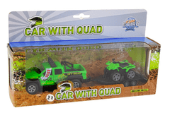 Lean-toys Terénne auto s prívesom Quad Green Metal 510220