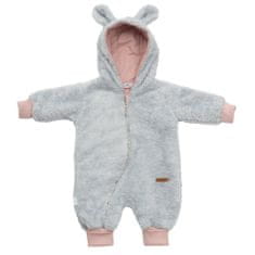 NEW BABY Luxusný detský zimný overal New Baby Teddy bear šedo ružový 62 (3-6m)