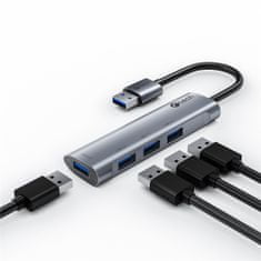 C-Tech USB hub, 4x USB 3.2 Gen 1, hliníkové tělo