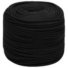 Vidaxl Pracovné lano čierne 8 mm 500 m polyester
