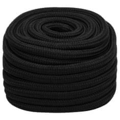Vidaxl Pracovné lano čierne 25 mm 25 m polyester