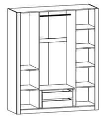 CASARREDO Šatníková skriňa 4D BRISTOL NEW II jaseň snehový/zrkadlo