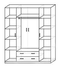 CASARREDO Šatníková skriňa 4D2S SANTOS biela/wenge