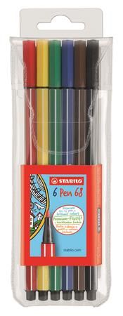 Stabilo Fix "Pen 68", sada, 6 farieb, 1mm