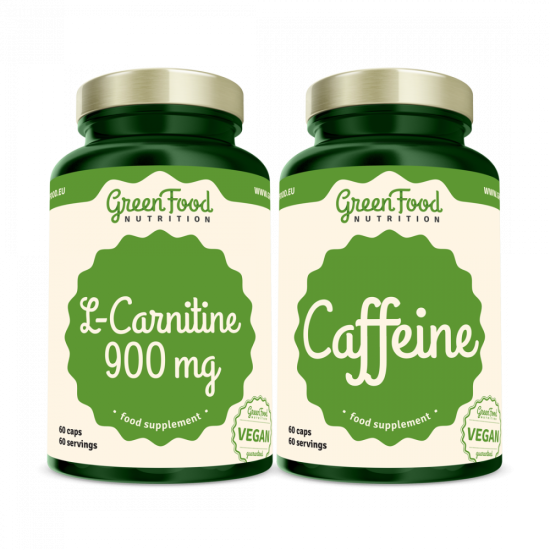 GreenFood Nutrition L-Carnitin 900mg 60 kapsúl + Caffeine 60 kapsúl