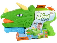 Lean-toys Vodná pištoľ Dinosaurus Triceratops 1330ml Zelený dosah 8m