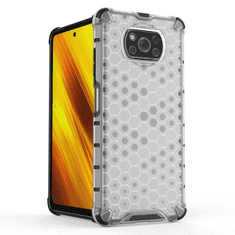 IZMAEL Honeycomb pancierové puzdro so silikónovým rámom pre Xiaomi Poco X3 NFC/Poco X3 Pro - Transparentná KP10021