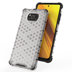 IZMAEL Honeycomb pancierové puzdro so silikónovým rámom pre Xiaomi Poco X3 NFC/Poco X3 Pro - Transparentná KP10021