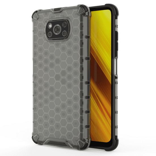 IZMAEL Honeycomb pancierové puzdro so silikónovým rámom pre Xiaomi Poco X3 NFC/Poco X3 Pro - Transparentná KP10021