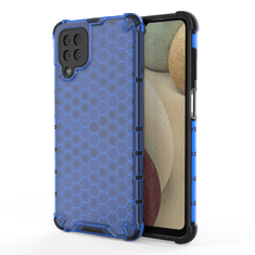 IZMAEL Honeycomb pancierové puzdro so silikónovým rámom pre Samsung Galaxy A12/Galaxy M12 - Modrá KP10247