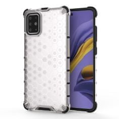 IZMAEL Honeycomb pancierové puzdro so silikónovým rámom pre Samsung Galaxy A51 - Transparentná KP10284