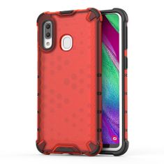 IZMAEL Honeycomb pancierové puzdro so silikónovým rámom pre Samsung Galaxy A40 - Červená KP10323