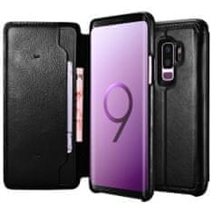 iCARER Kožené knížkové puzdro z pravej kože pre Samsung Galaxy S9 Plus - Čierna KP14907